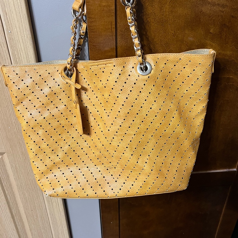 ANDREA FENZI Mustard Perforated Tote